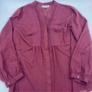 Coldwater Creek Blouse XLP Maroon Pleated Detail‎